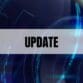 Text that says Update on top of a white rectangle with a news-themed background