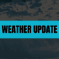 Text that says Weather Update on a light-blue rectangle with clouds in the background.